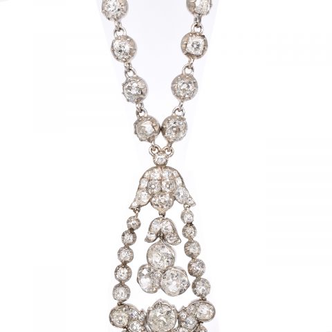 Victorian Old Mine Diamond Chandelier Necklace