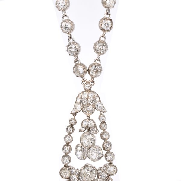Victorian Old Mine Diamond Chandelier Necklace
