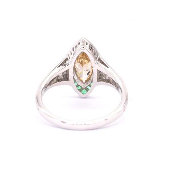 Champagne Diamond & Emerald Target Ring