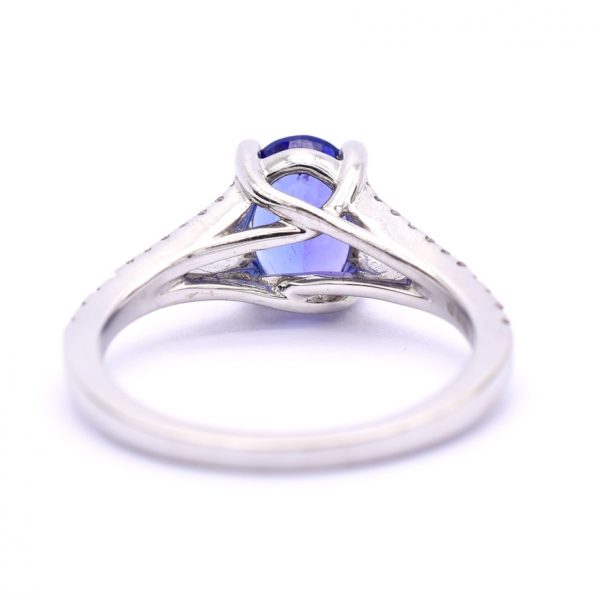 Tanzanite & Diamond Split Shoulder Ring