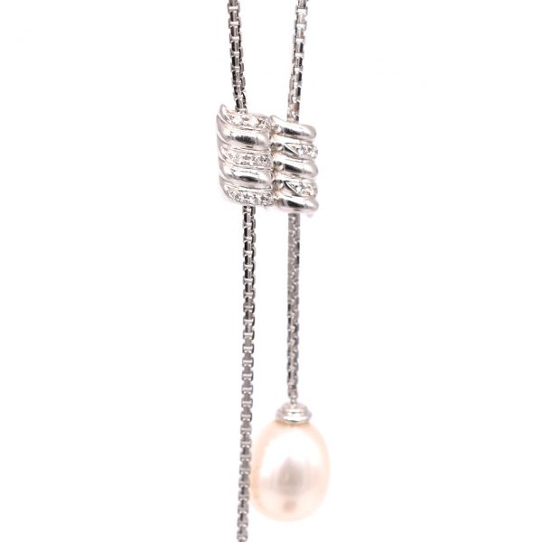 Pearl & Diamond Drop Necklace