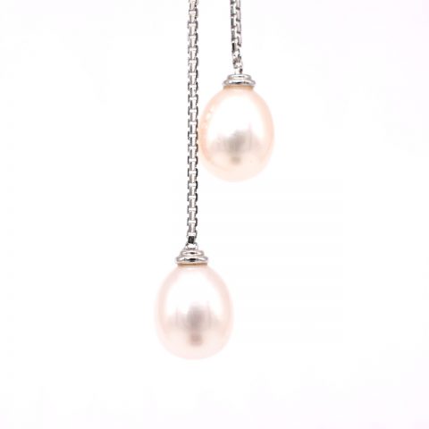 Pearl & Diamond Drop Necklace