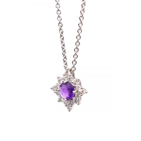 Amethyst & Diamond Star Necklace