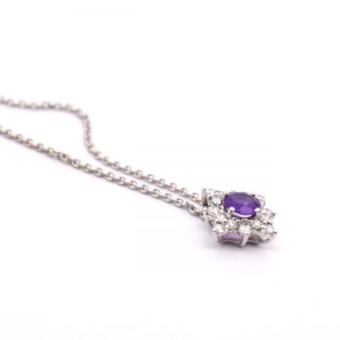 Amethyst & Diamond Star Necklace
