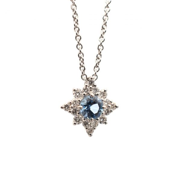 Blue Topaz & Diamond Star Necklace