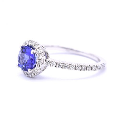 Tanzanite & Diamond Halo Ring