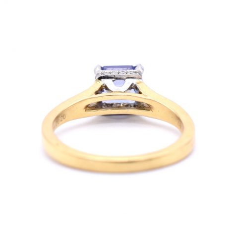 Asscher Cut Tanzanite & Diamond Ring