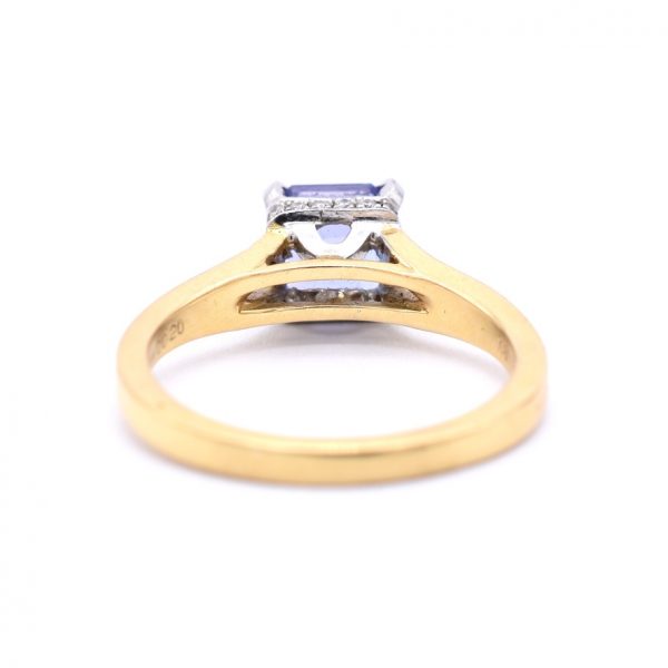 Asscher Cut Tanzanite & Diamond Ring