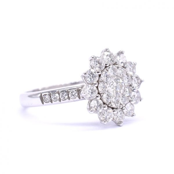 Diamond Flower Cluster Ring