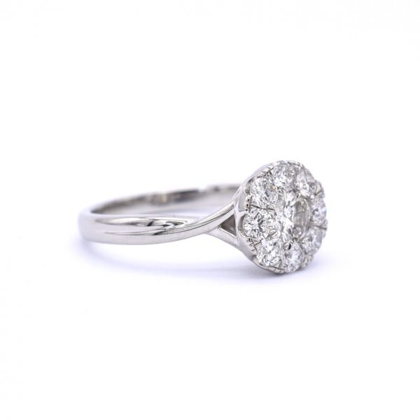 Twist Shoulder Diamond Cluster Ring