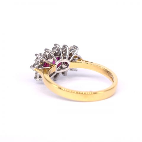 Ruby & Diamond Boat Cluster Ring