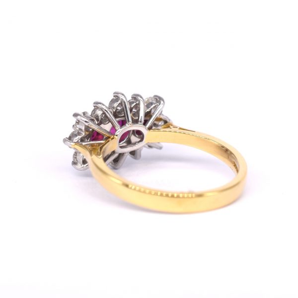 Ruby & Diamond Boat Cluster Ring