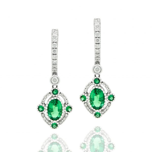 Emerald & Diamond Drop Earrings