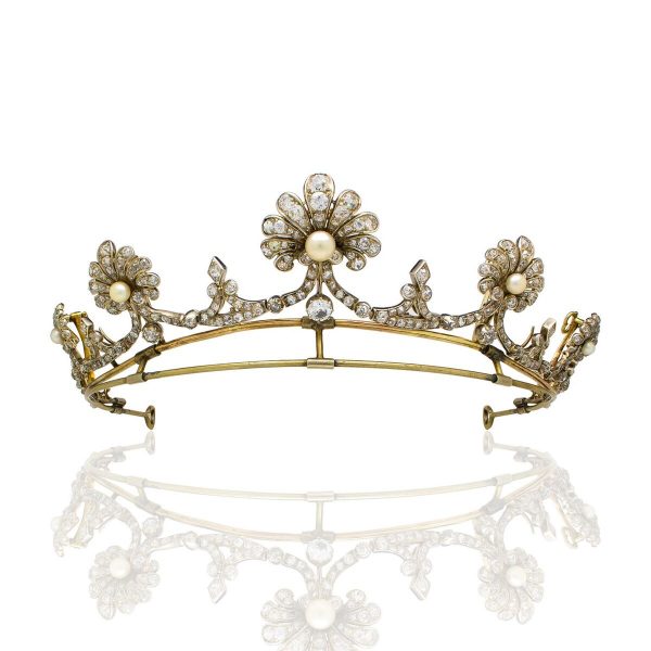 Antique Old Cut Diamond 30ct Tiara