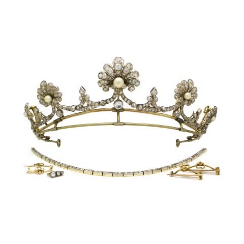 Antique Old Cut Diamond 30ct Tiara