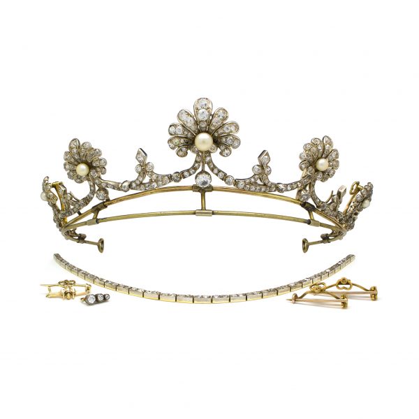 Antique Old Cut Diamond 30ct Tiara