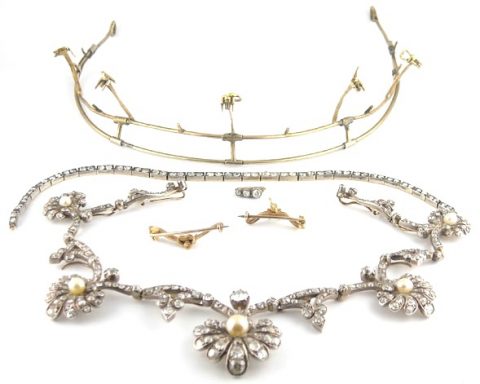 Antique Old Cut Diamond 30ct Tiara
