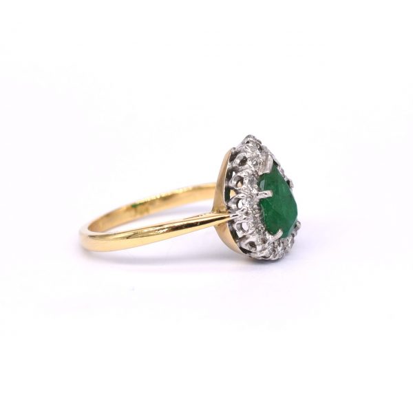 Pear Cut Emerald & Diamond Cluster Ring