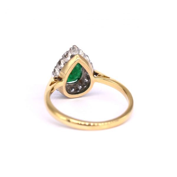 Pear Cut Emerald & Diamond Cluster Ring