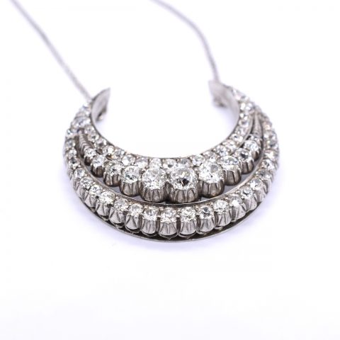 Antique Diamond Crescent Moon Necklace