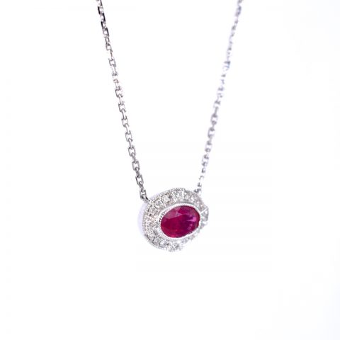 Ruby & Diamond Deco Necklace