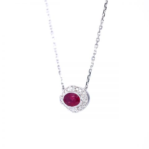 Ruby & Diamond Deco Necklace