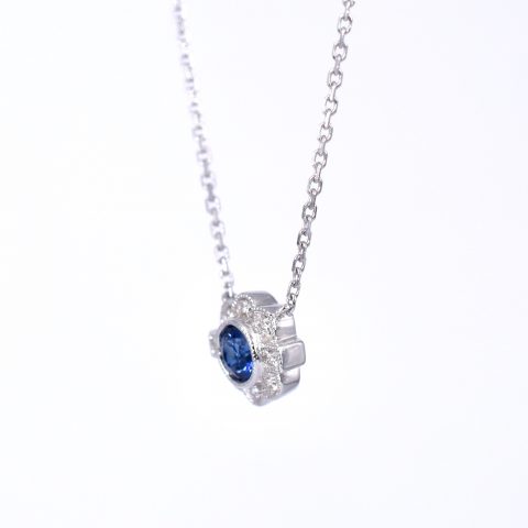 Sapphire & Diamond Deco Necklace