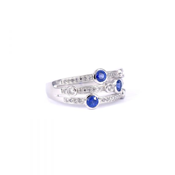 Sapphire & Diamond Bubble Ring