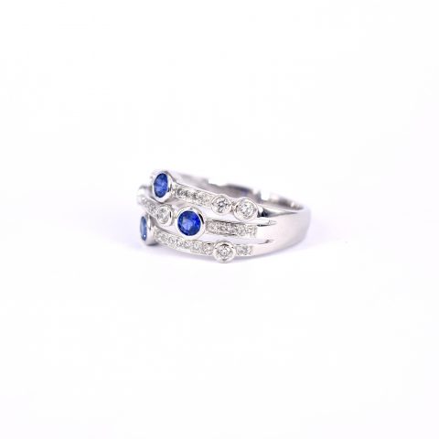 Sapphire & Diamond Bubble Ring