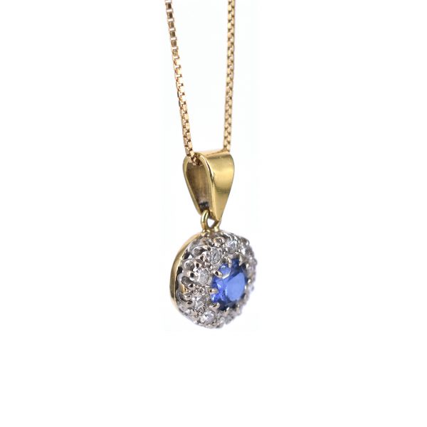 Vintage Sapphire & Diamond Cluster Necklace