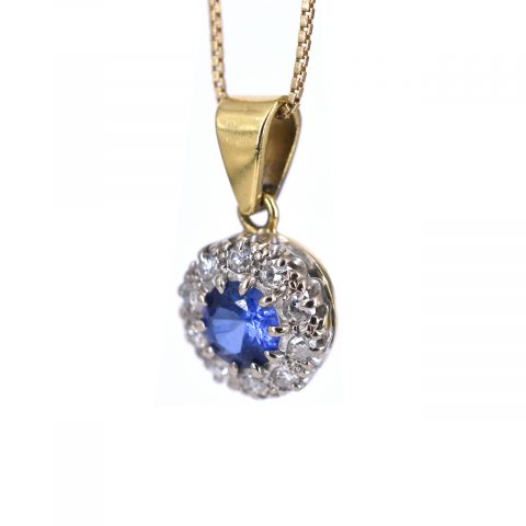 Vintage Sapphire & Diamond Cluster Necklace
