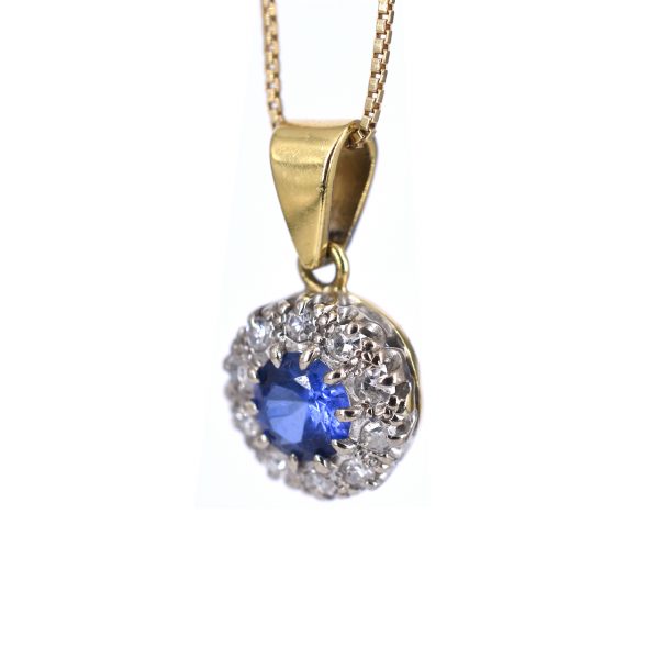 Vintage Sapphire & Diamond Cluster Necklace