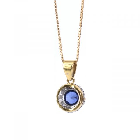 Vintage Sapphire & Diamond Cluster Necklace