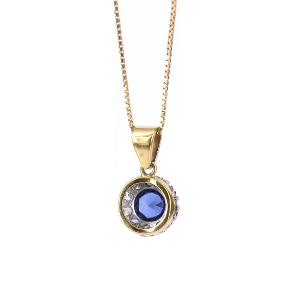 Vintage Sapphire & Diamond Cluster Necklace