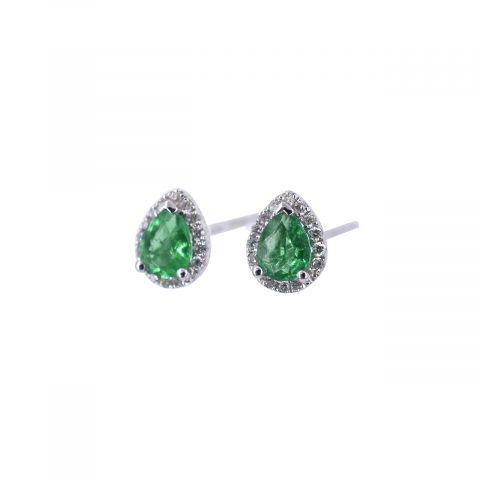 Emerald & Diamond Teardrop Earrings
