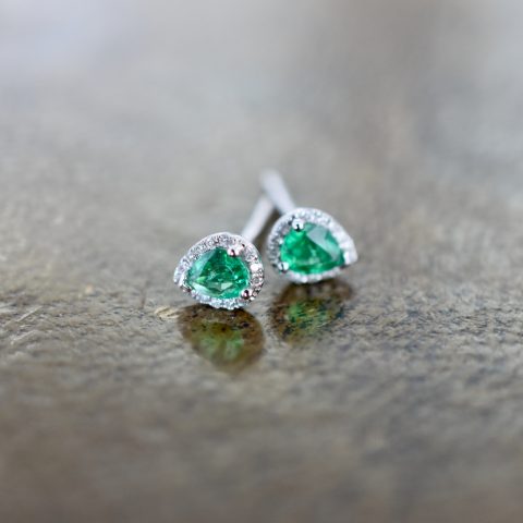 Emerald & Diamond Teardrop Earrings