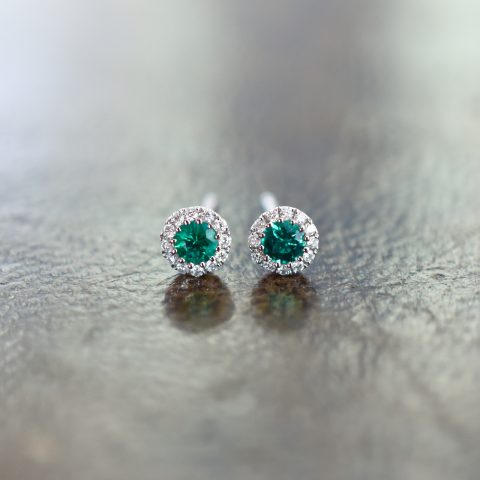Emerald & Diamond Halo Earrings