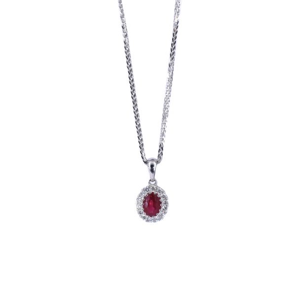 Ruby & Diamond Cluster Necklace