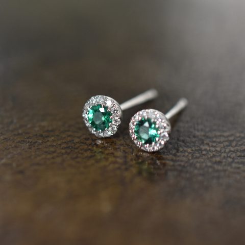 Emerald & Diamond Halo Earrings