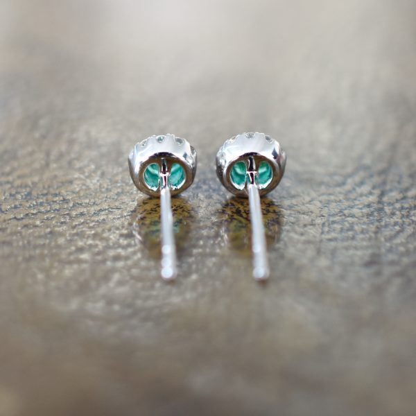 Emerald & Diamond Halo Earrings