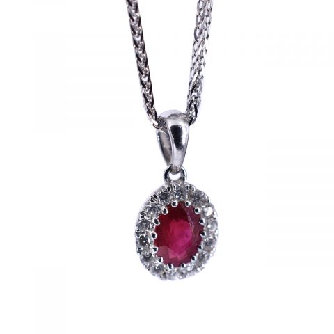 Ruby & Diamond Cluster Necklace