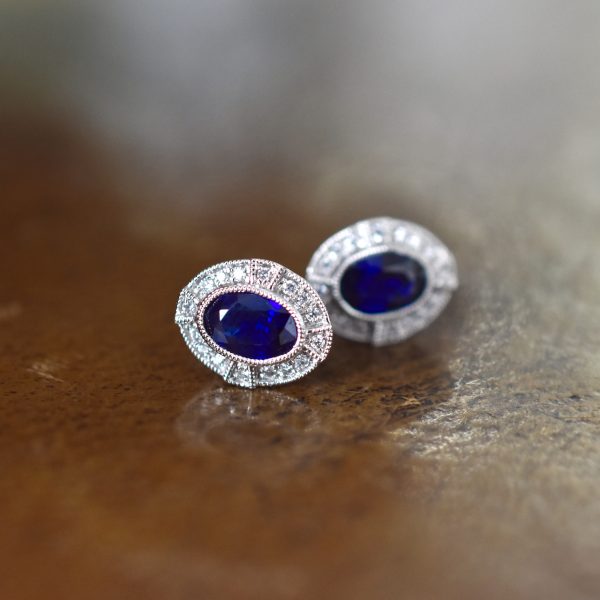Deco Blue Sapphire Earrings