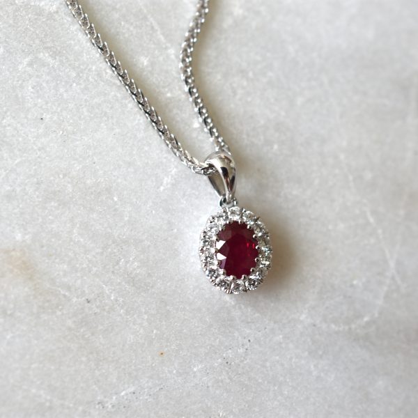 Ruby & Diamond Cluster Necklace