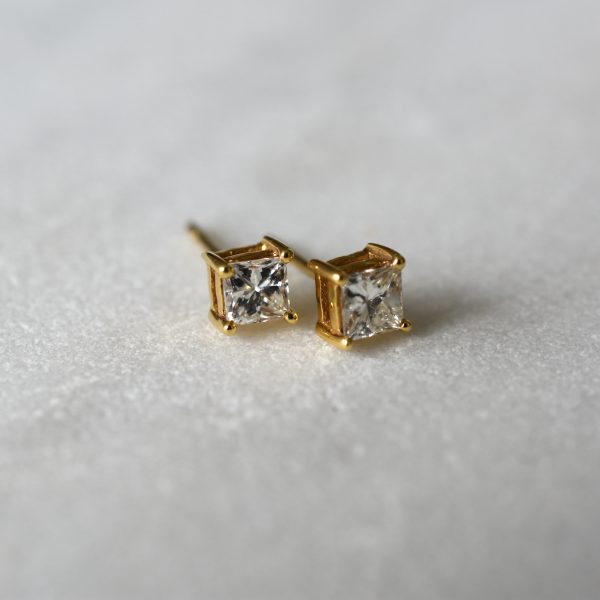 Princess Cut Stud Earrings
