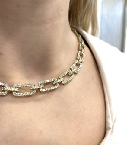 Diamond Pavé Set Paperclip Link Chain