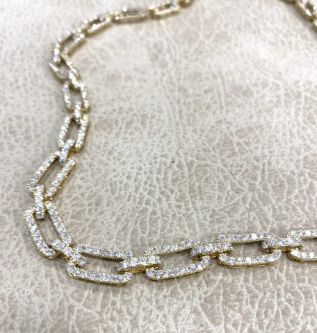 Diamond Pavé Set Paperclip Link Chain