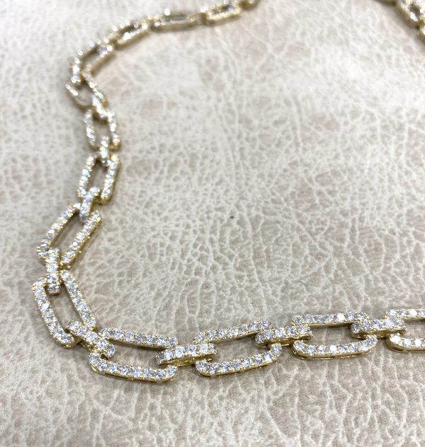 Diamond Pavé Set Paperclip Link Chain