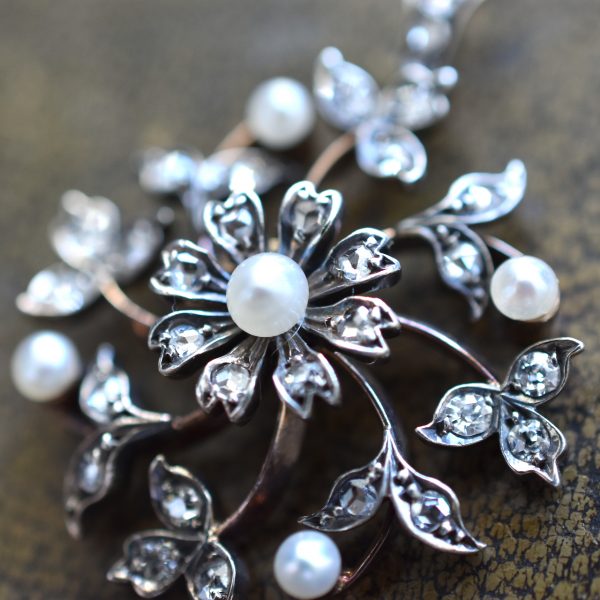 Pearl & Diamond Flower Pendant