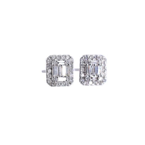 Baguette & Round Cut Diamond Earrings