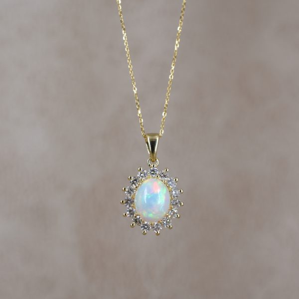 Rainbow Opal & Diamond Necklace